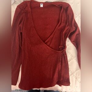 Old Navy size L long sleeve knit tie blouse